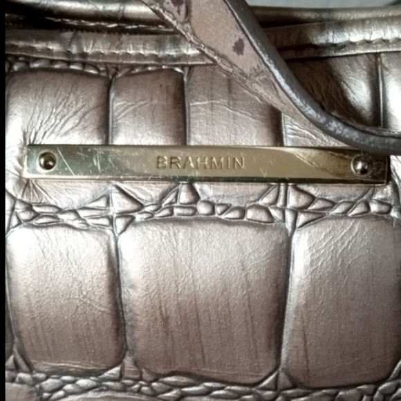 BRAHMIN " Small Asher " Taupe Glossy Satchel Shoulder Bag Purse. For Dillards. - Picture 16 of 16